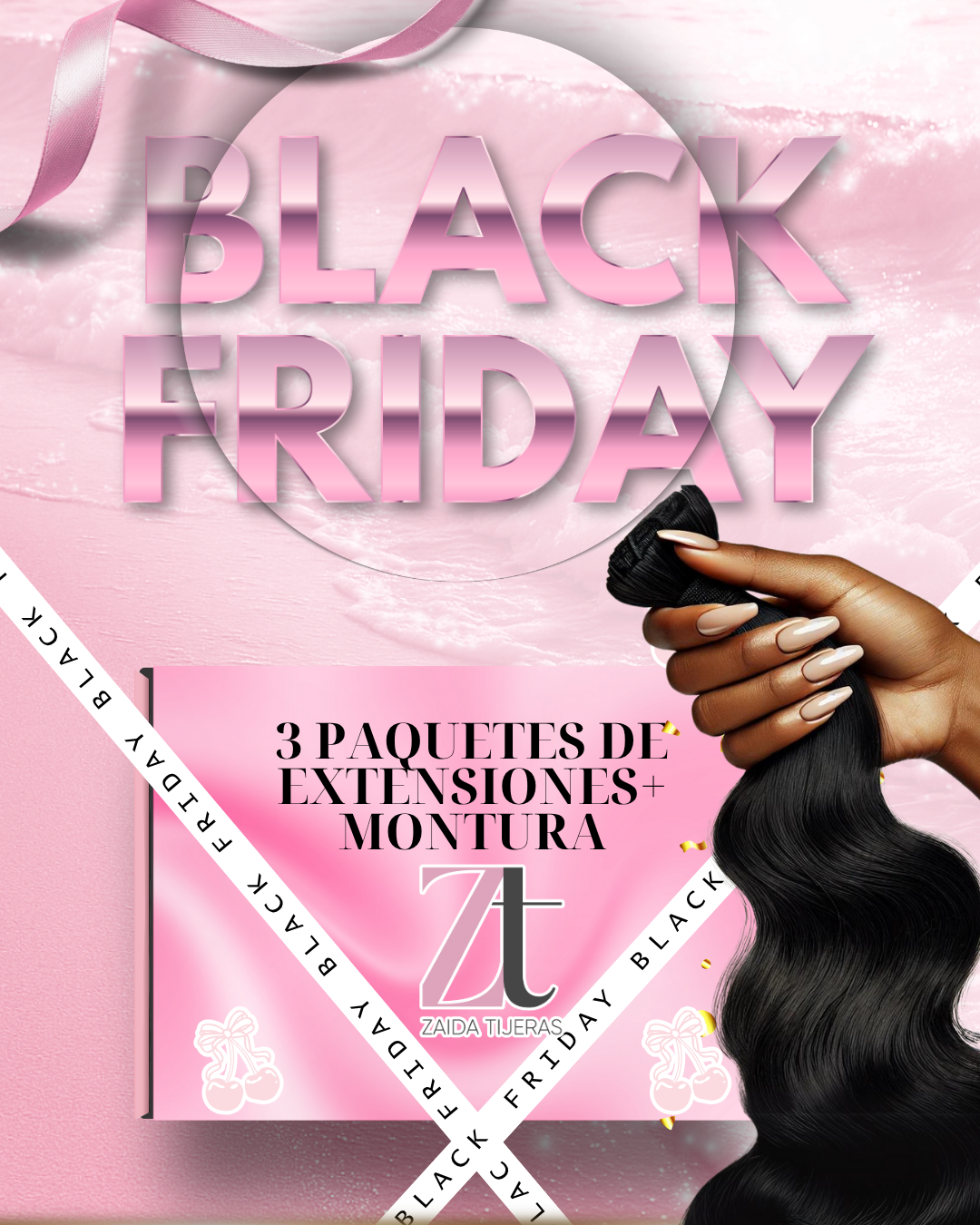 OFERTA 3 paquetes de extensiones 20” (cabello oscuro y montura)